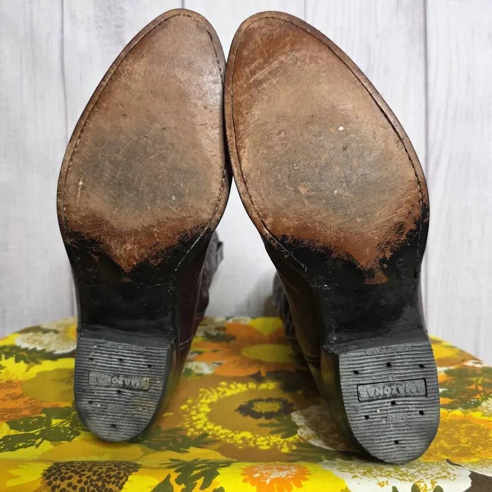 Dan Post USA Cowboy Boots Men's Burgundy Leather Western Round Toe, sz 9D